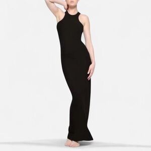 SKIMS Black Sleeveless Maxi Dress with Racerback